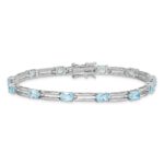 Primal Silver Sterling Silver Rhodium-plated Blue Topaz Bracelet