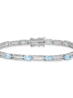 Primal Silver Sterling Silver Rhodium-plated Blue Topaz Bracelet