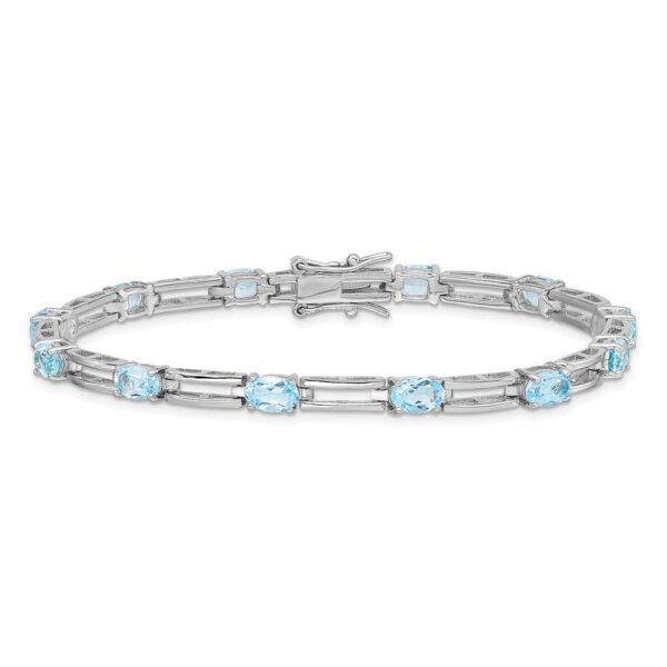 Primal Silver Sterling Silver Rhodium-plated Blue Topaz Bracelet