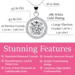 Cate & Chloe Blake 18k White Gold Plated Silver Halo Necklace | Crystal Necklace for Women, Gift for Her