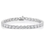 Brilliance Fine Jewelry .925 Sterling Silver Simulated Brilliant Round White Diamond Classic 4 Prong Tennis Bracelet, 7.25"