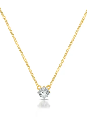 Brilliance Fine Jewelry Modern Collection 1/4 Ct Lab Grown Diamond 14KT Gold Plated Solitaire Necklace