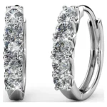 Cate & Chloe Bethany 18k White Gold Plated Silver Hoop Earrings with Swarovski Crystals