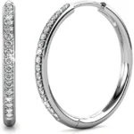 Cate & Chloe Bianca 18k White Gold Hoop Earrings with Swarovski Crystals