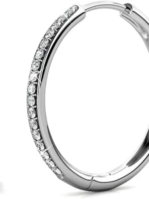 Cate & Chloe Bianca 18k White Gold Hoop Earrings with Swarovski Crystals