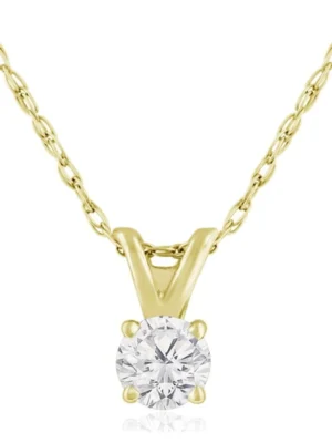 SuperJeweler 14 Karat Yellow Gold 1/6 Carat Diamond Solitaire Necklace, 18 Inches For Women