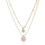 Time and Tru Women’s Layered Necklace with Cubic Zirconia Pendant