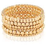 Time and Tru Women's Gold Tone Beaded Stretch Bracelet Set, 6-Piece