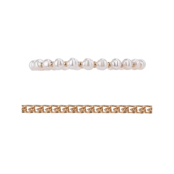 Time and Tru Women's Gold Tone and Faux Pearl Bracelet Set, 4 Piece