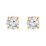 Unique Moments 1/10 Ct Round Lab Grown Diamond Stud Earrings in 10K Yellow Gold for Women (J-SI-I1)