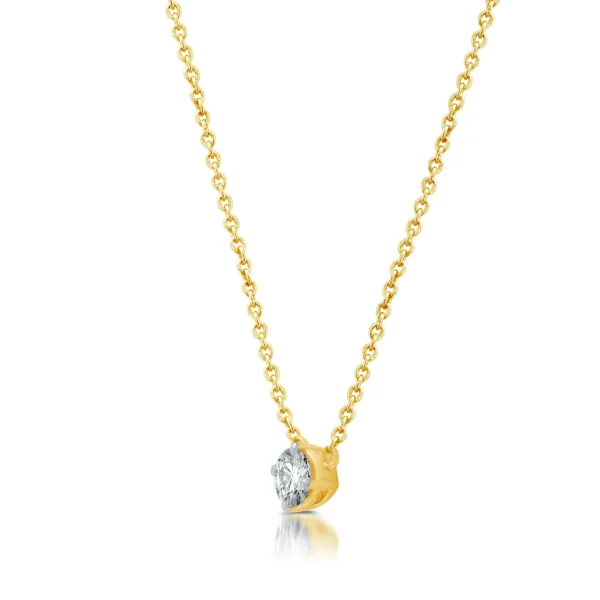 Brilliance Fine Jewelry Modern Collection 1/4 Ct Lab Grown Diamond 14KT Gold Plated Solitaire Necklace